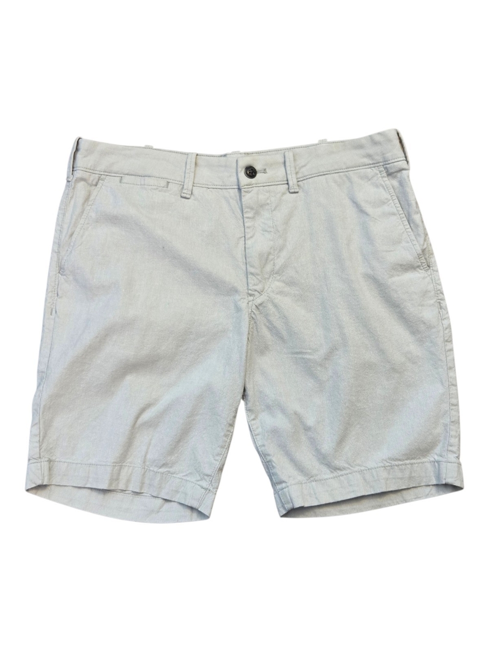 Express Men's Light Gray Stretch Above Knee Slim-Fit Flat-Front Shorts - Size 34